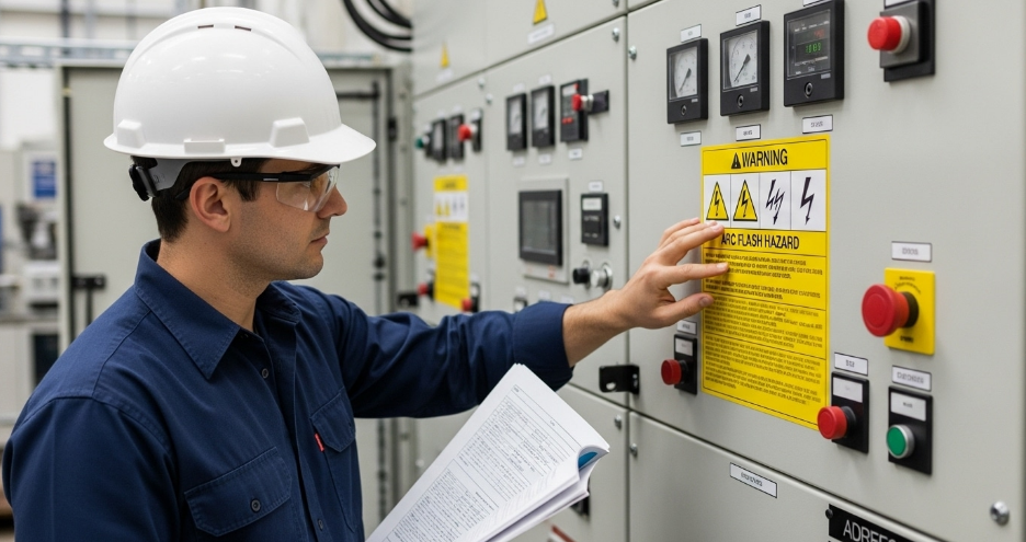 Professional electrician working on electrical installation