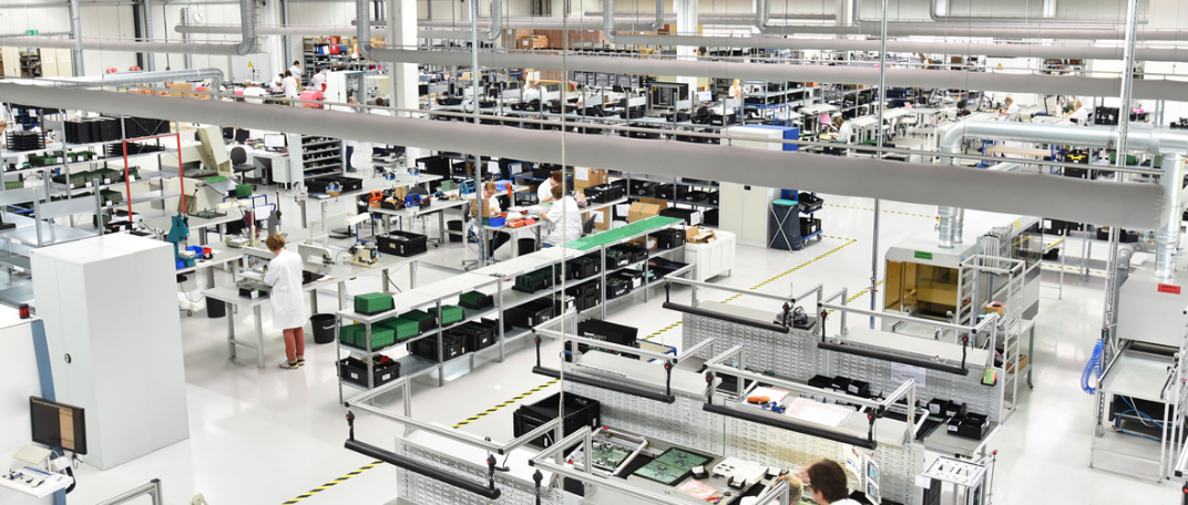 Modern battery manufacturing facility with automated production lines