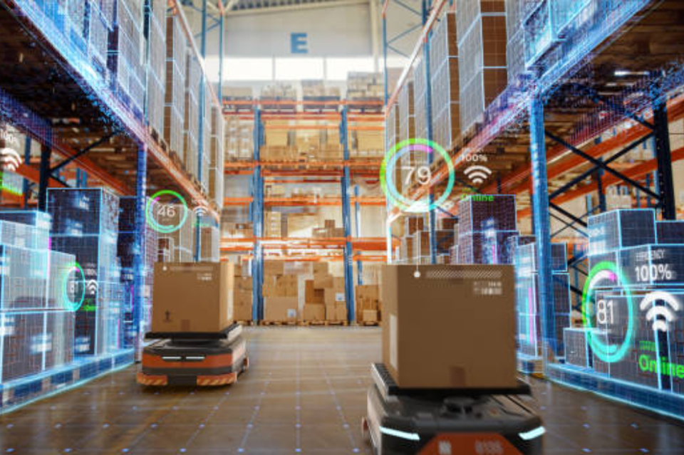 Warehouse with stacked inventory