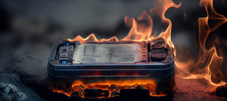 Close-up of lithium battery cells and electronic components