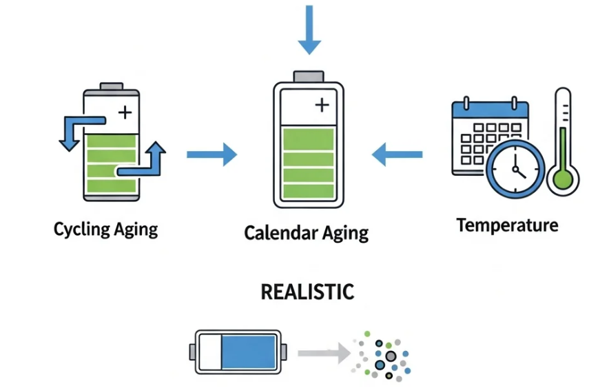 Lithium battery cells in storage configuration
