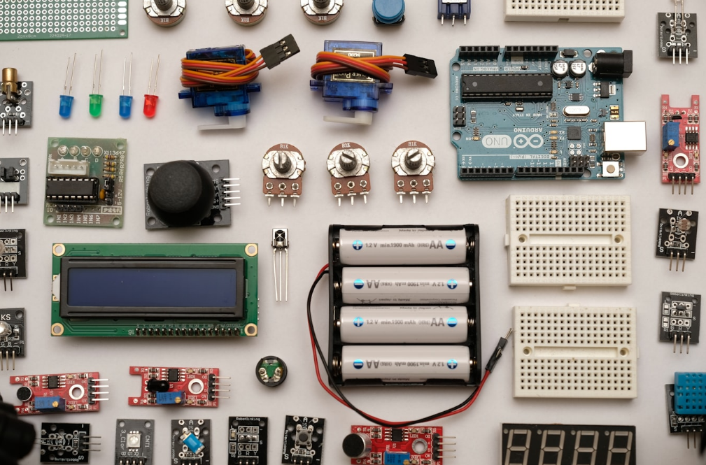 Microprocessor and electronic components on circuit board