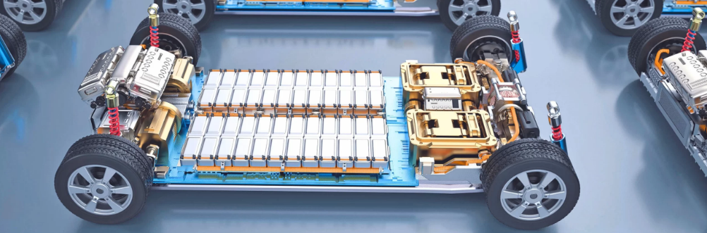 Electric vehicle being charged at a modern charging station