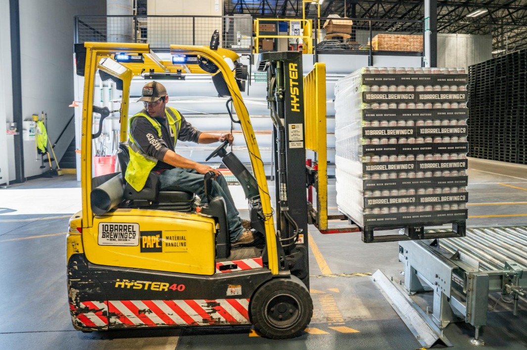 Warehouse with forklift