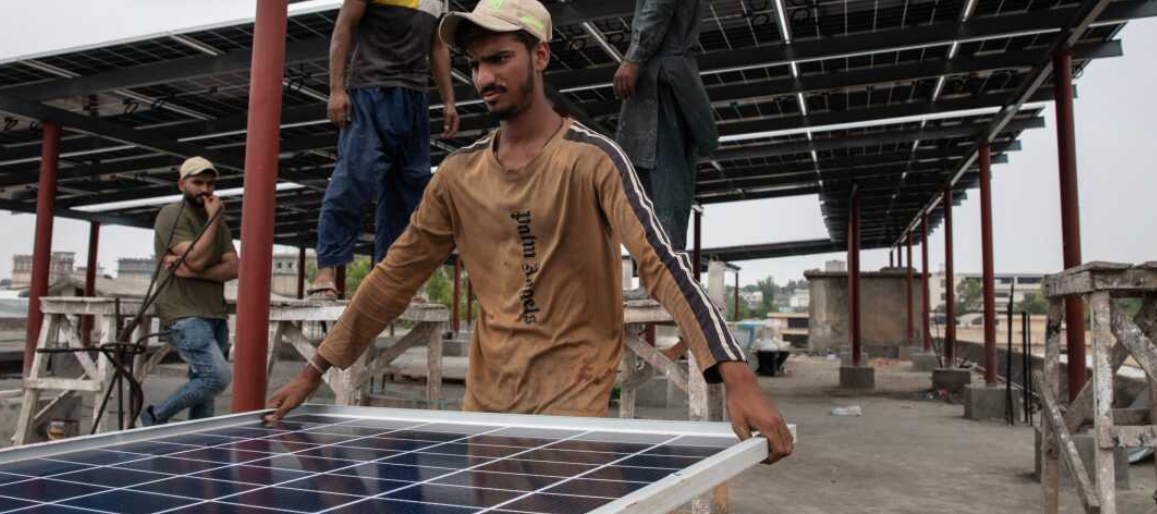 Large solar panel array generating renewable electricity