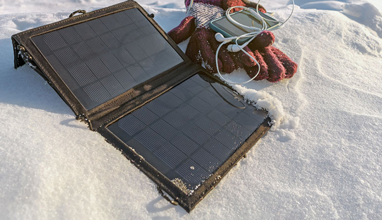 Winter landscape with snow-covered terrain