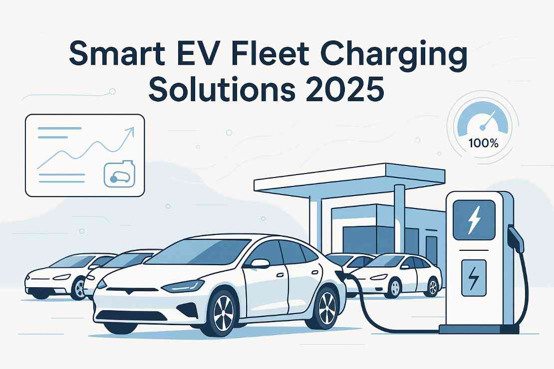 Electric bus fleet at charging depot