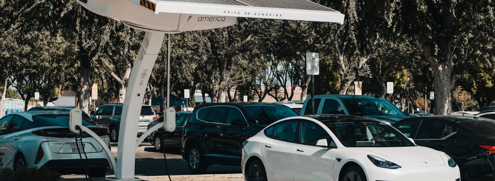 Electric vehicle charging station with modern EV