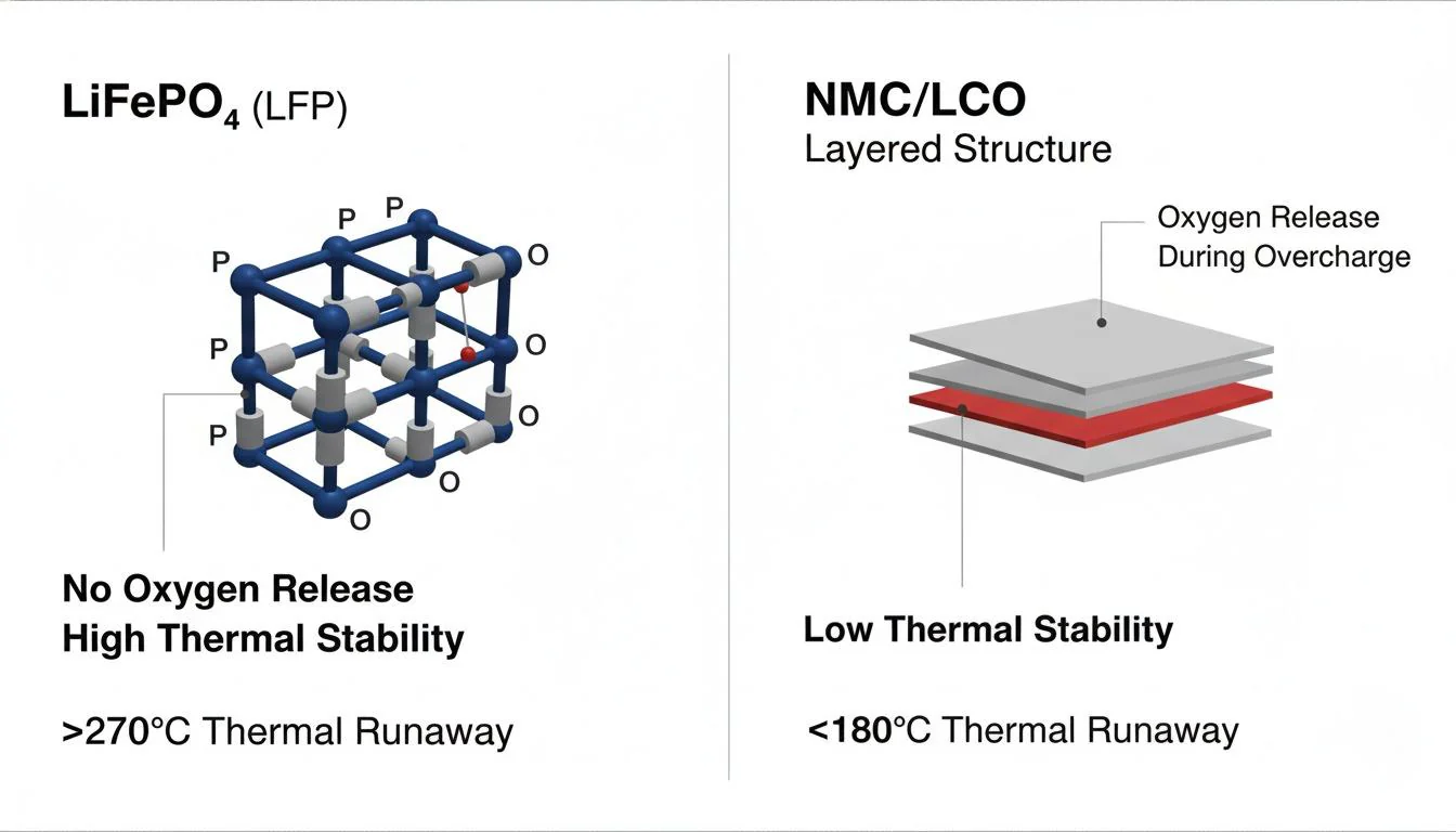 Cross-section view of LiFePO4 battery cell structure