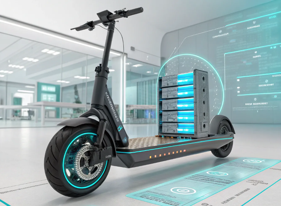 Electric scooter in urban environment