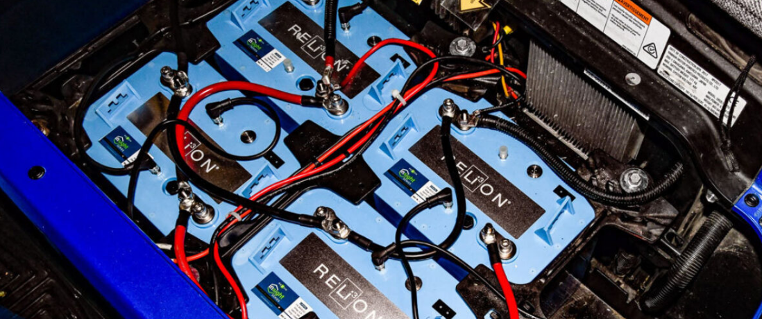 Golf cart on green course