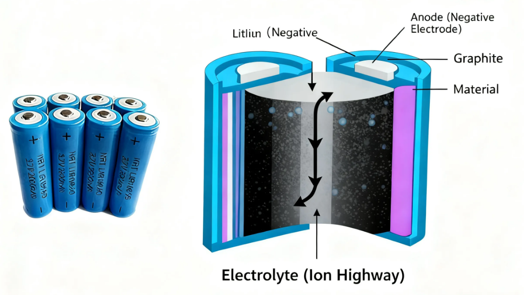 Close-up of battery cell technology