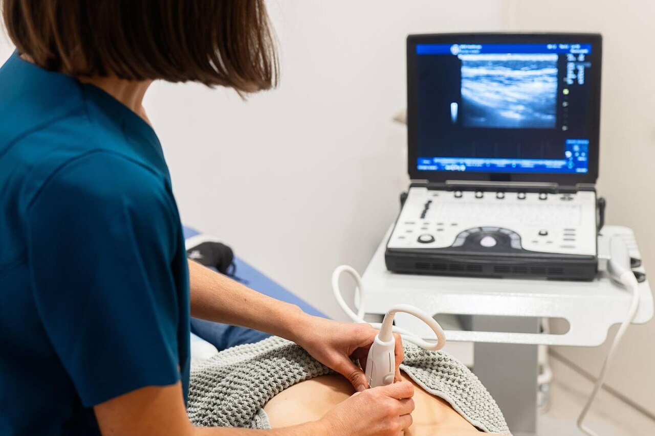 A portable ultrasound machine at the bedside