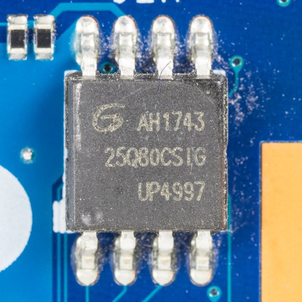 A GigaDevice serial-flash chip on a circuit board