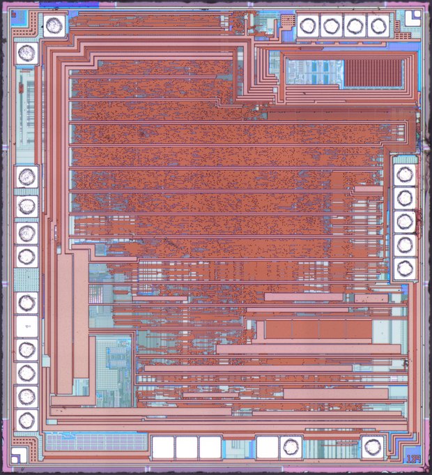 A die photograph of a Renesas RL78 microcontroller