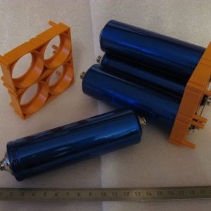 Cylindrical LiFePO4 battery cells with a holder
