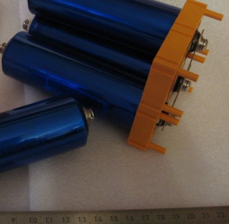 Cylindrical LiFePO4 cells with a holder detail